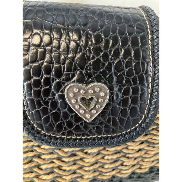 BRIGHTON SMALL BLACK, BROWN STRAW SHOULDER BAG - Picture 5 of 14
